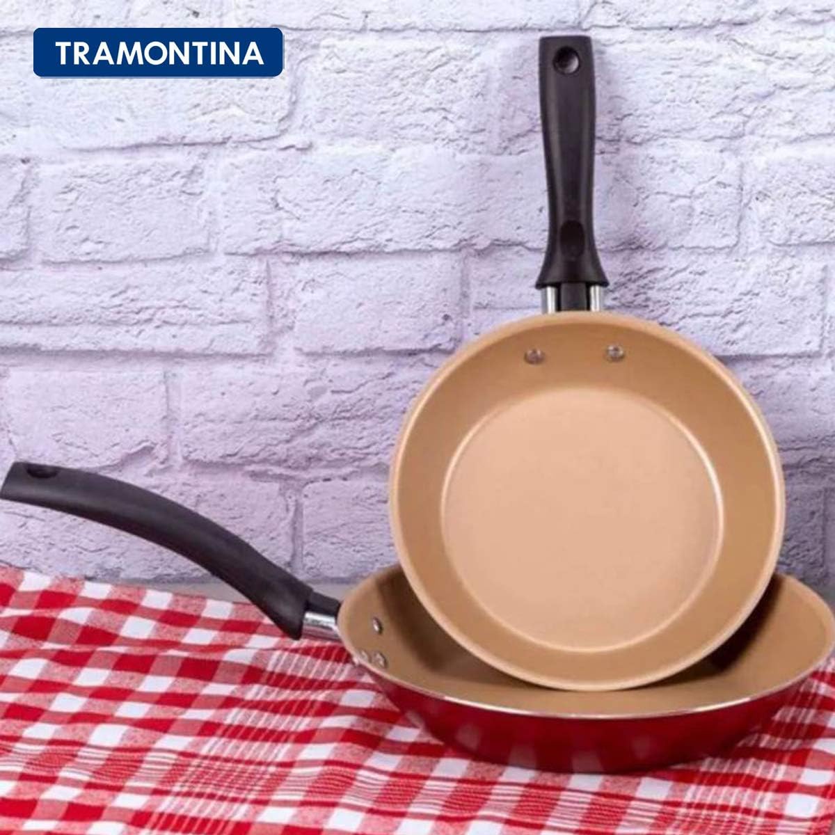 Jogo de Frigideiras Tramontina Turim Alumínio 2 Peças Vermelho