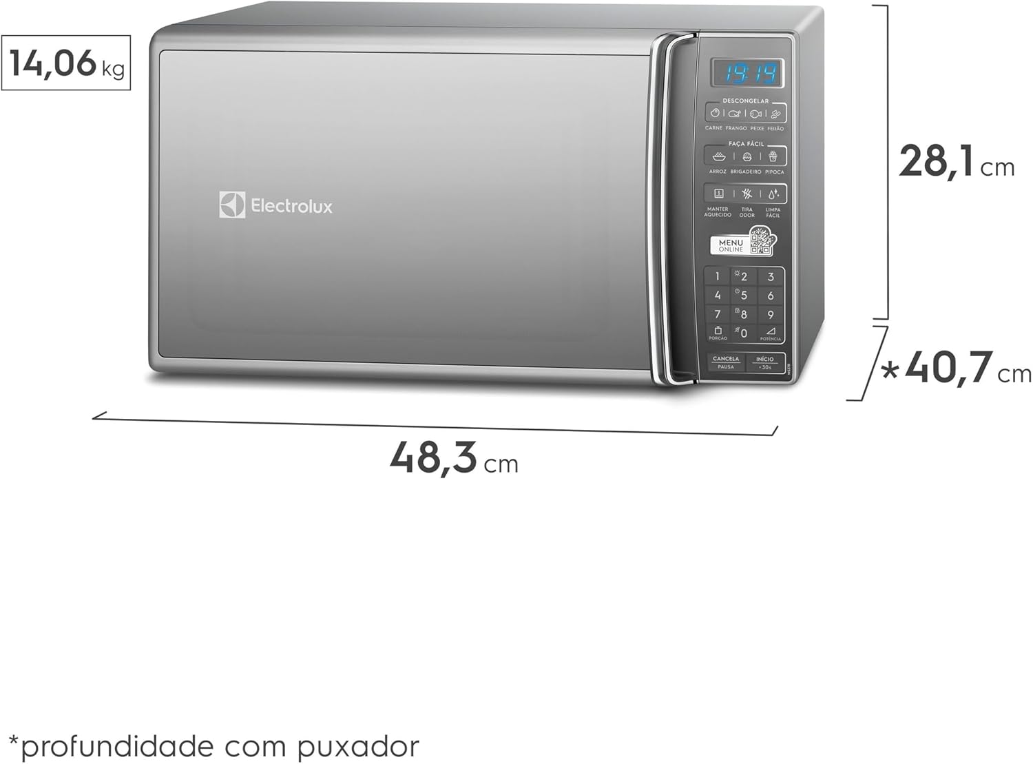 Micro-ondas com Função Tira-Odor, Limpa Fácil e Manter Aquecido