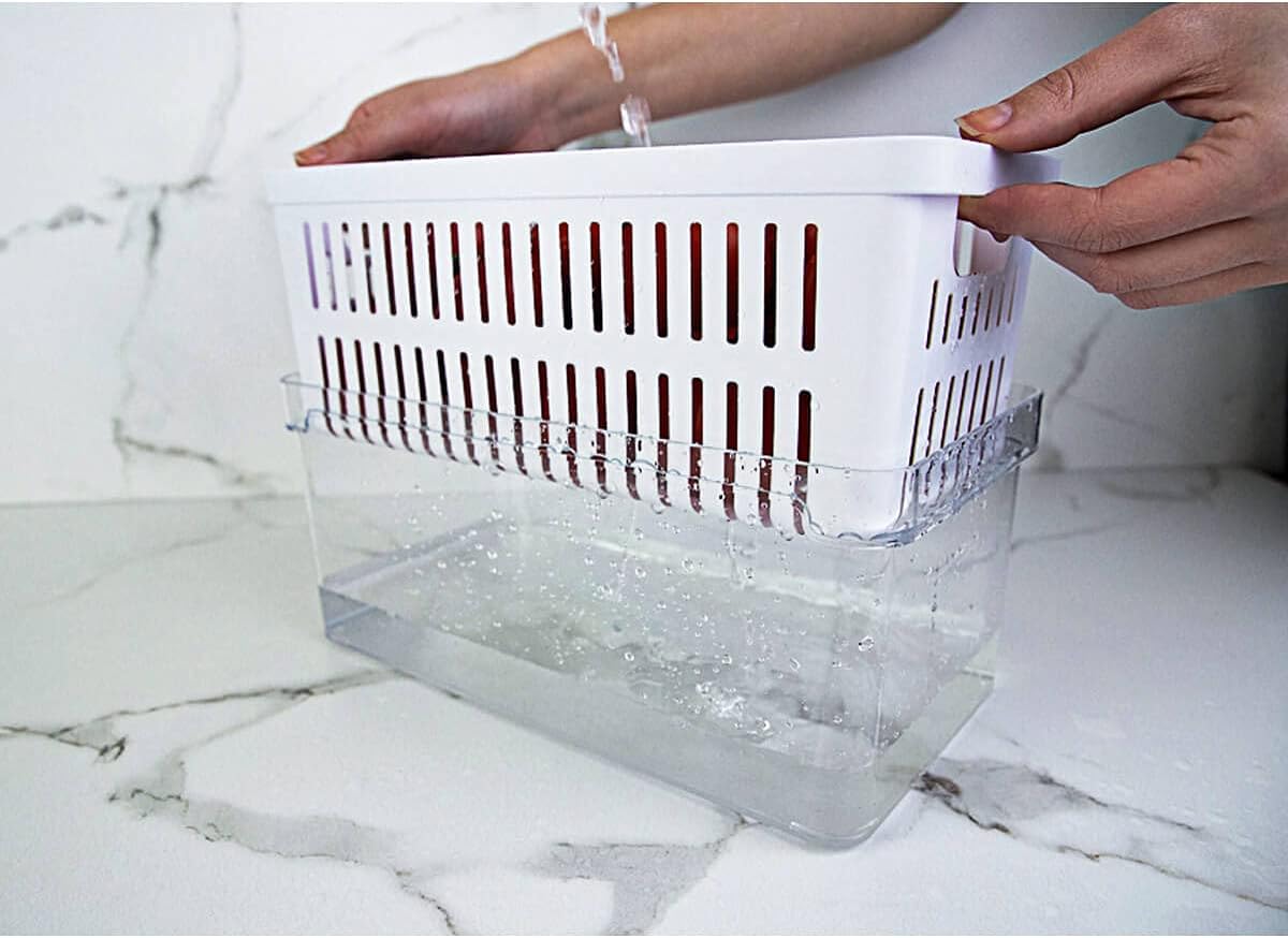 Ou Organizador de Geladeira com Cesto 5L Natural Linha Clear Fresh