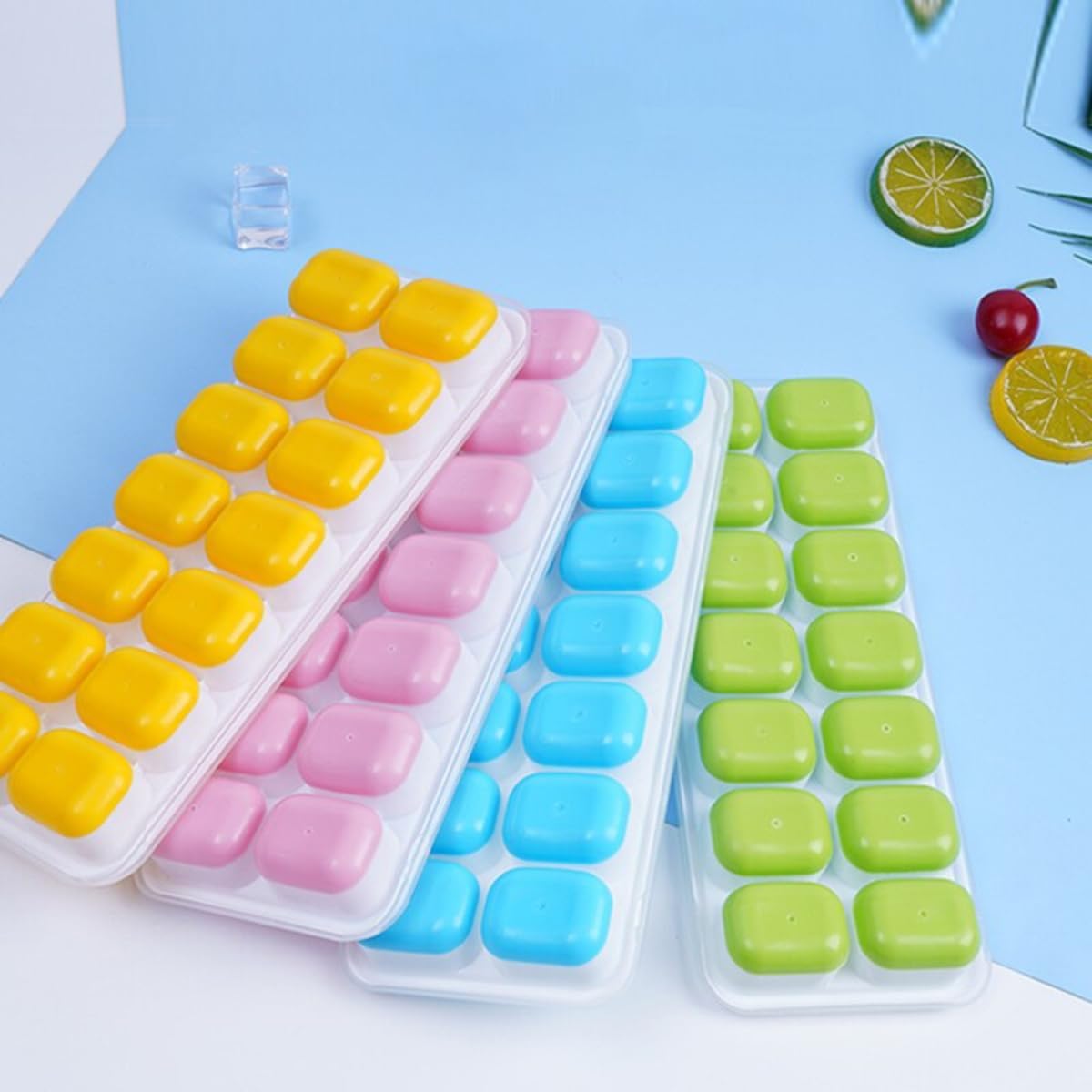 Kit Formas de Gelo com Tampa Protetora e Fundo de Silicone