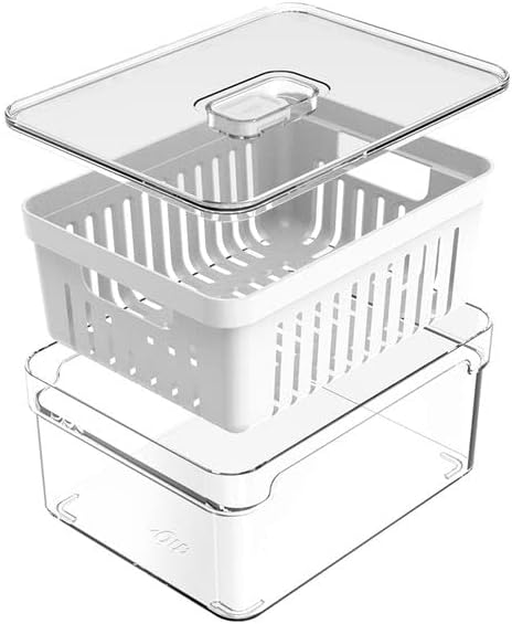 OU OF450NT Organizador de Geladeira com Escorredor Interno, 2,2 L - Caixa Plástica para Legumes, Saladas