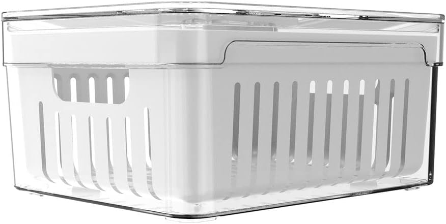 OU OF450NT Organizador de Geladeira com Escorredor Interno, 2,2 L - Caixa Plástica para Legumes, Saladas