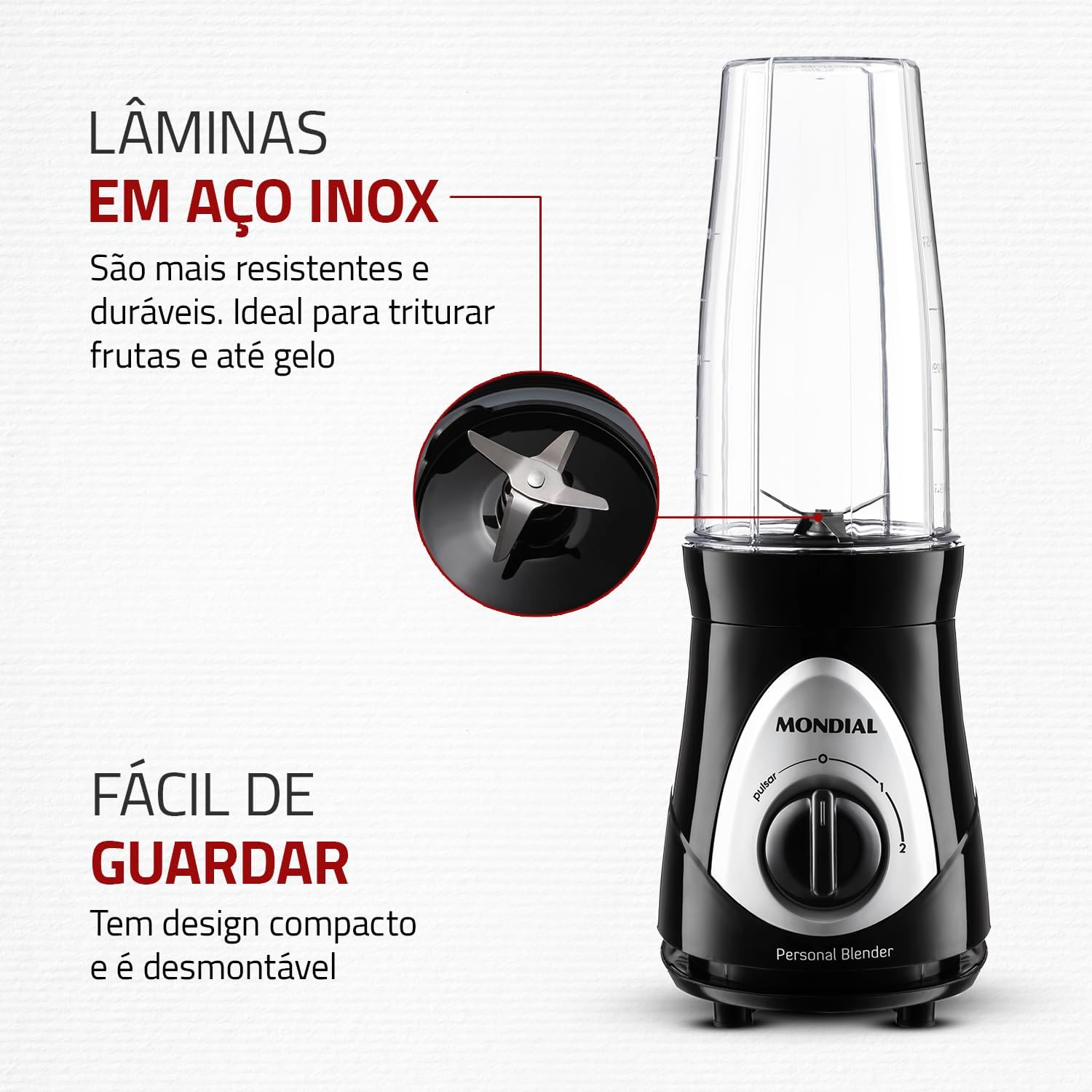 Liquidificador Personal 300W com 2 Copos Squeeze 750ml