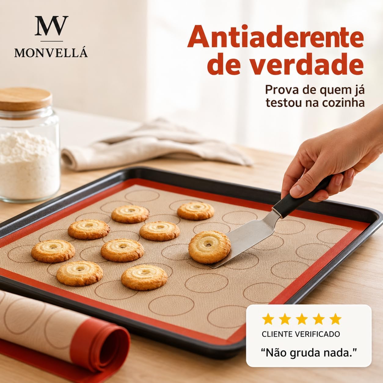 Kit 2 Tapete Culinário 42x29 de Silicone de Forno Ideal para Preparar Paes, Roscas, Pão de Queijo ou Forrar Formas Antiaderente Cozinha Reutilizável
