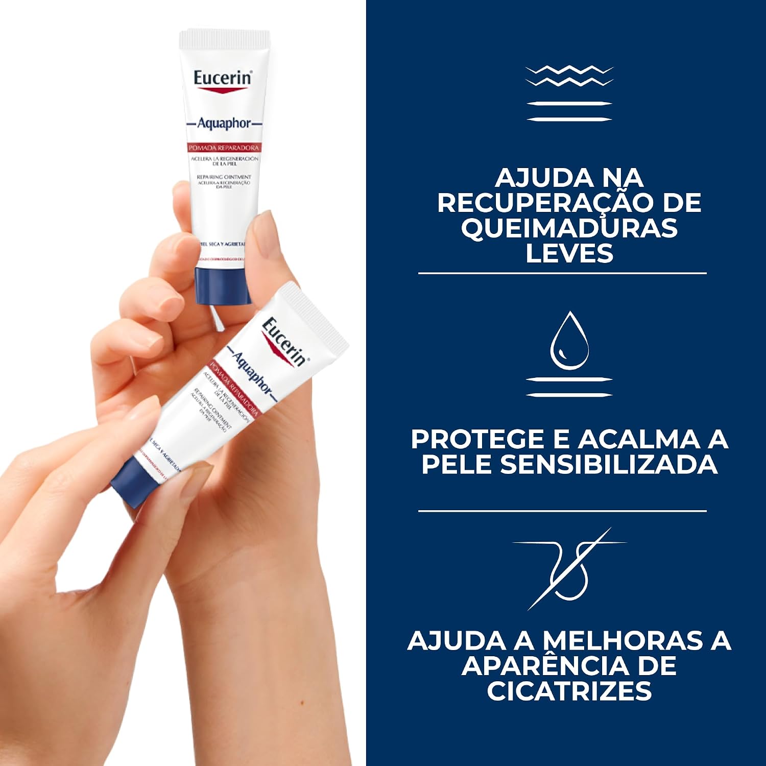 EUCERIN Pomada Reparadora Aquaphor Duopack 10ml, Hidratação Intensiva, Hidratante Labial