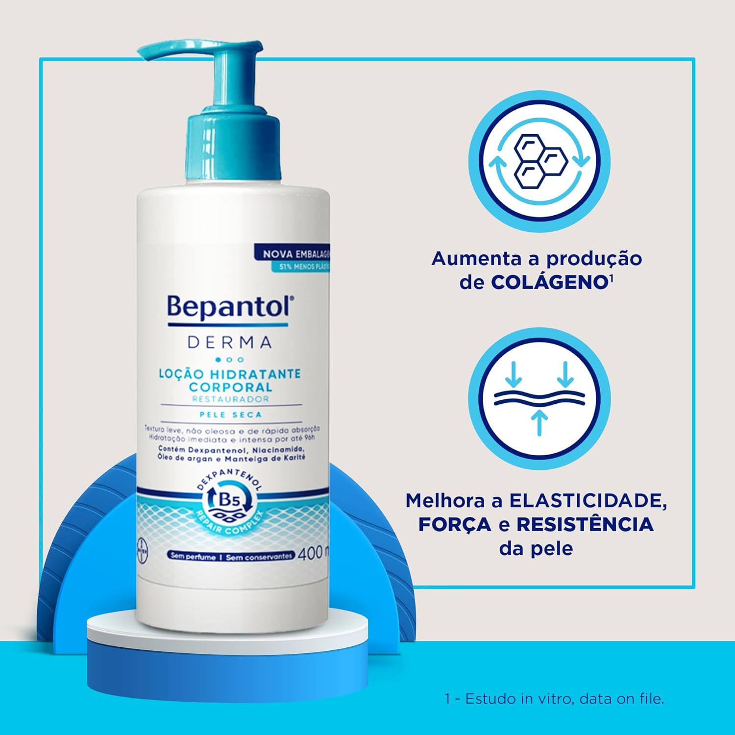 Bepantol Derma Hidratante Corporal, Loção Hidratante e Restauradora para Pele Seca, 400ml