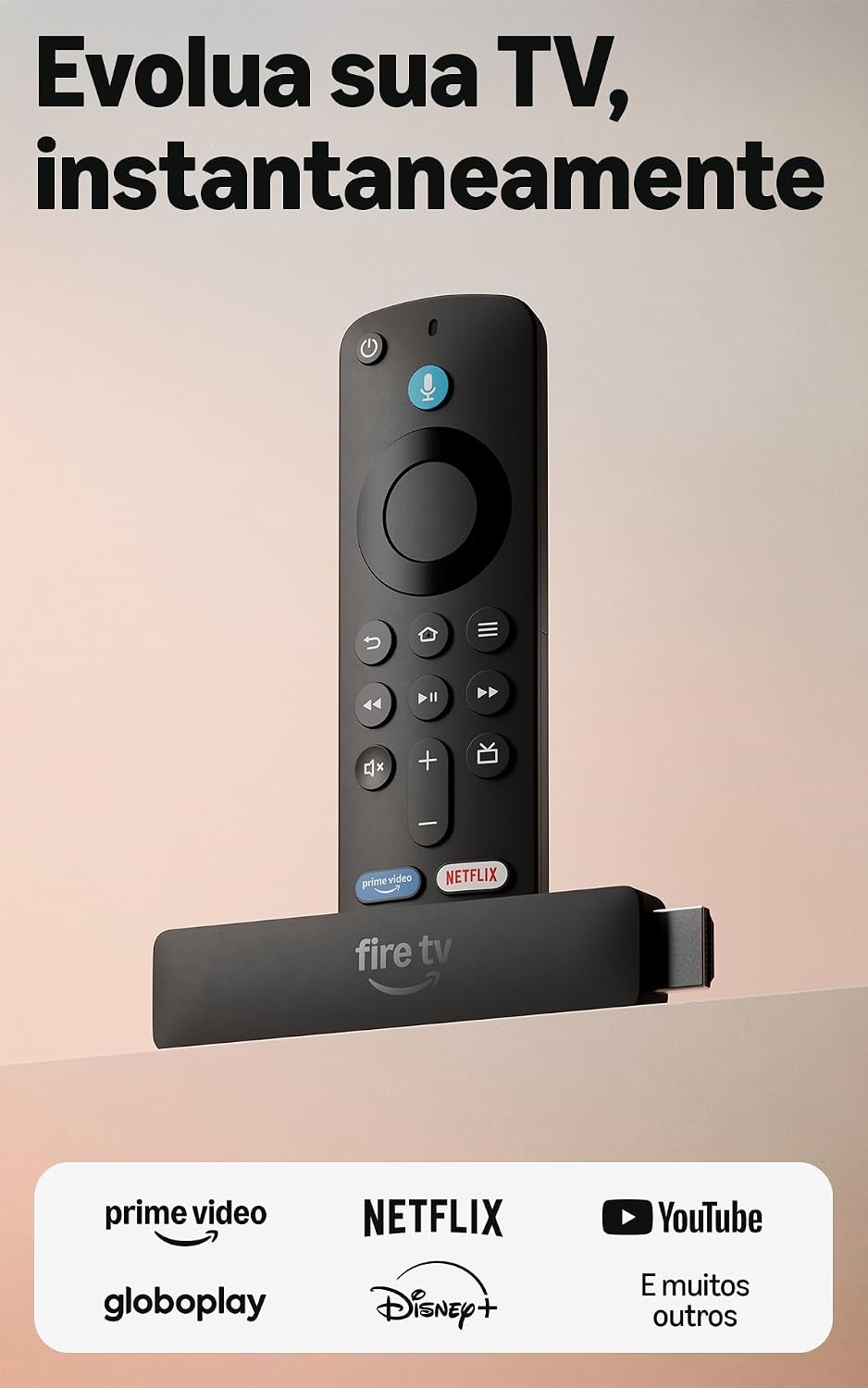 Fire TV Stick HD Amazon com Controle Remoto por Voz com Alexa