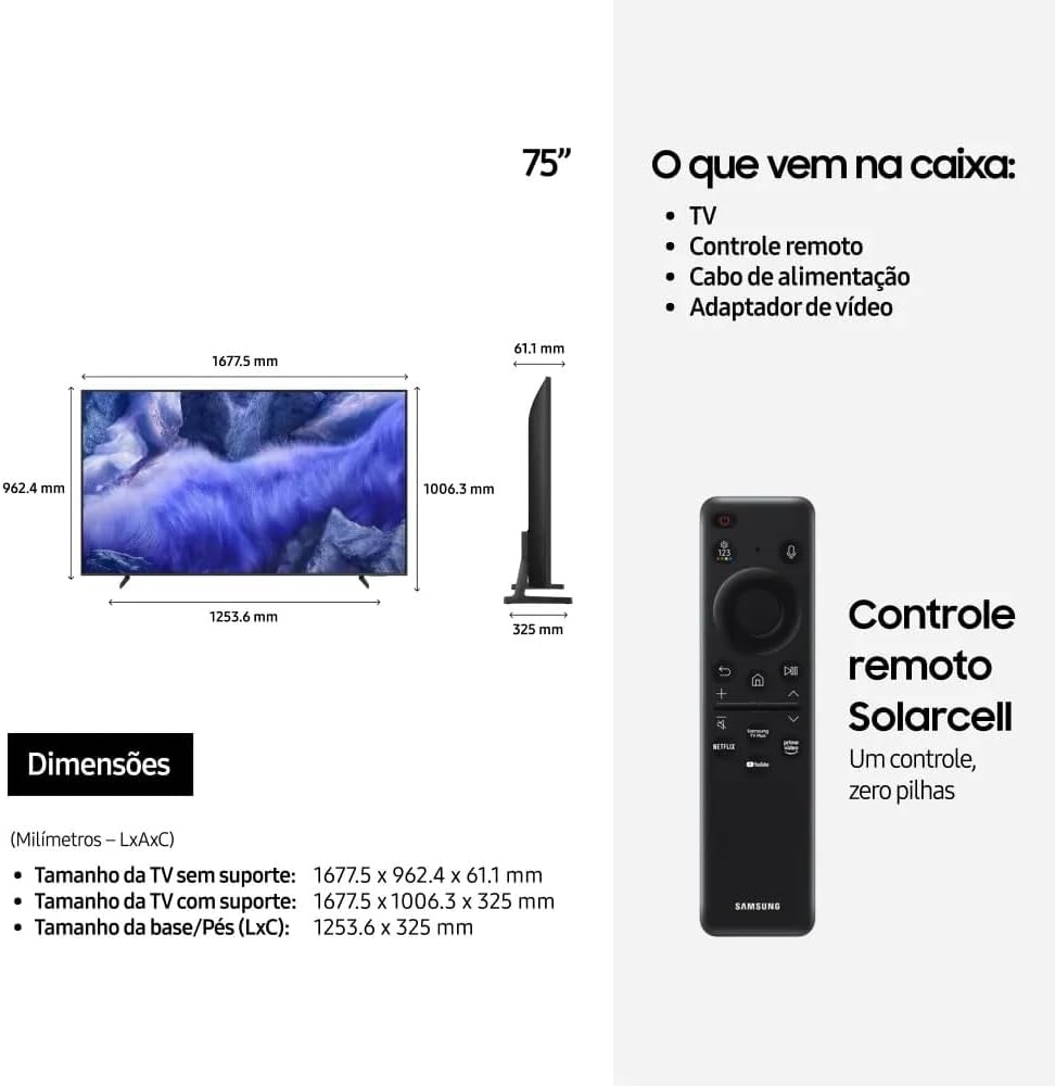 Samsung Combo Vision AI TV 75" QLED 4K QEF1 + Soundbar Samsung HW-B400F