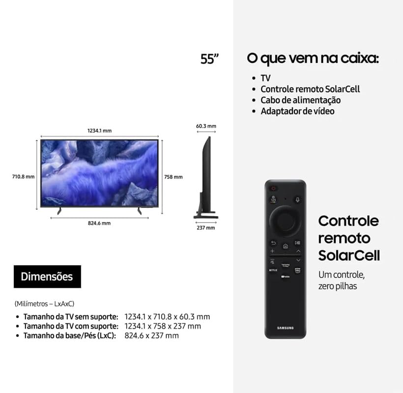 Samsung Combo Vision AI TV 55 Polegadas QLED 4K QEF1 + Soundbar HW-B450F