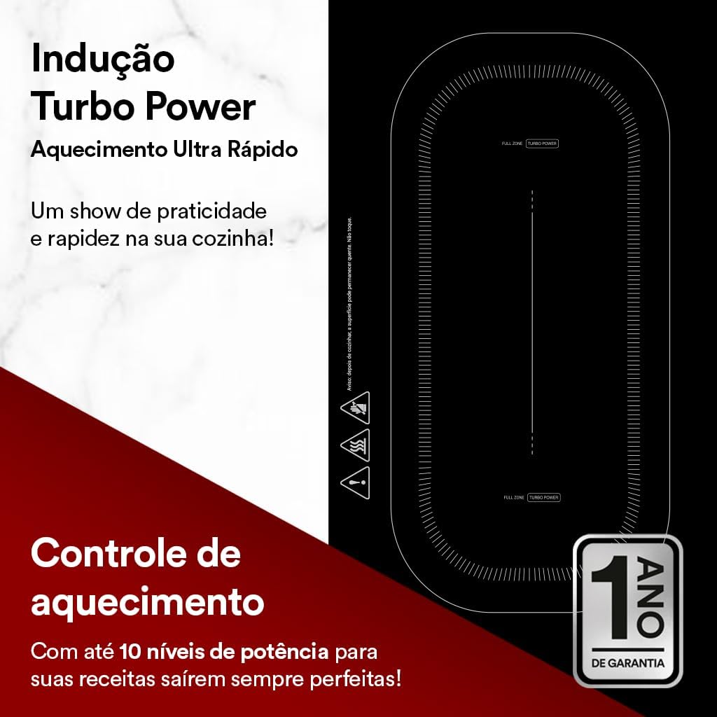 Cooktop de Indução Portátil com Função Turbo e Trava de Segurança