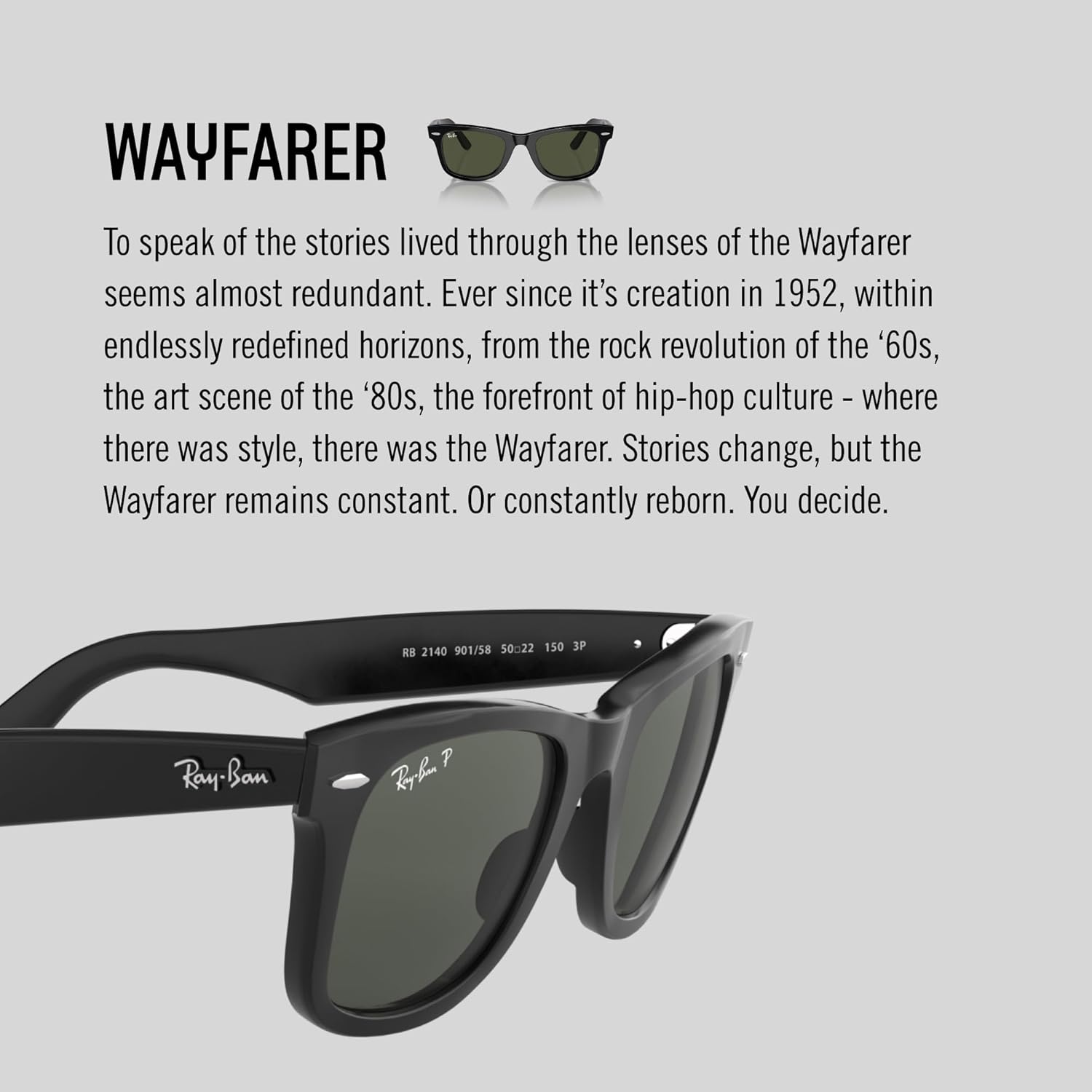 Óculos de Sol Ray-Ban Wayfarer, Tamanho 54