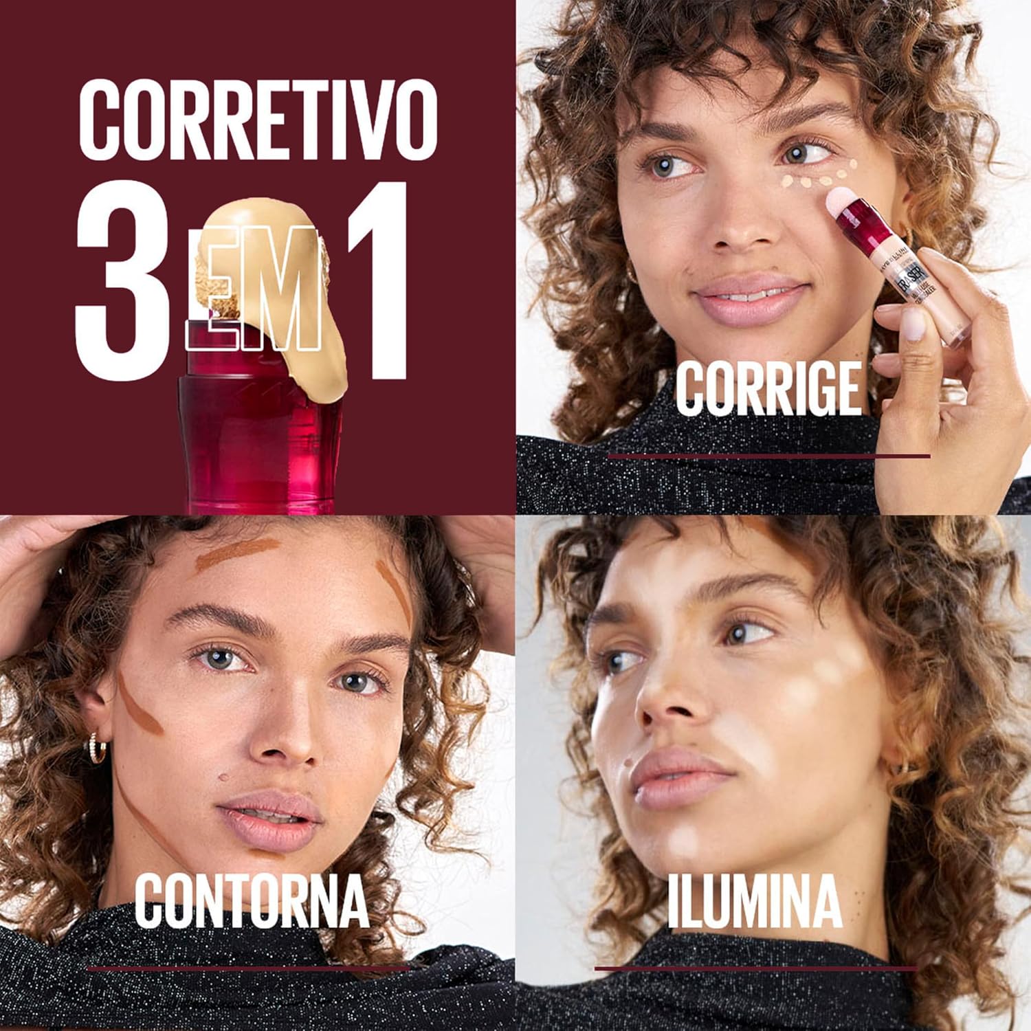 Corretivo Líquido Multiuso Maybelline NY Corrige, Contorna e Ilumina