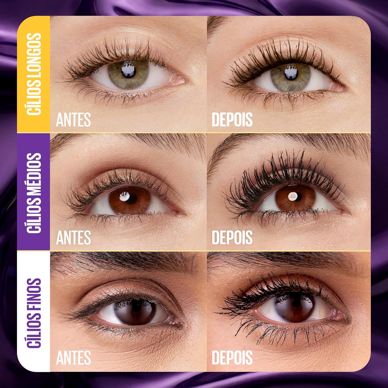 Maybelline NY The Colossal Volum' Express, Máscara de Cílios À Prova d'Água, 9x mais Volume por até 24h, Fórmula de Colágeno e Definição Intensa, Não Empelota, Cor Preto, 8ml