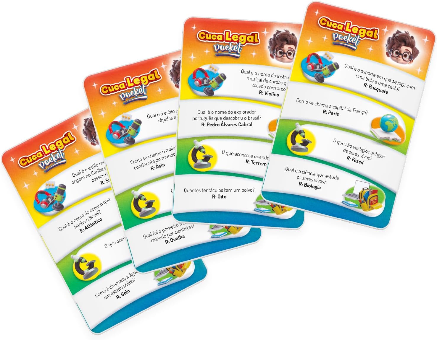 Pais &amp; Filhos | Jogo Cuca Legal Pocket | 220 Perguntas Educativas | Jogo de Cartas Infantil Portátil | +7 Anos | Jogo de Raciocínio e Conhecimento para Família e Viagem
