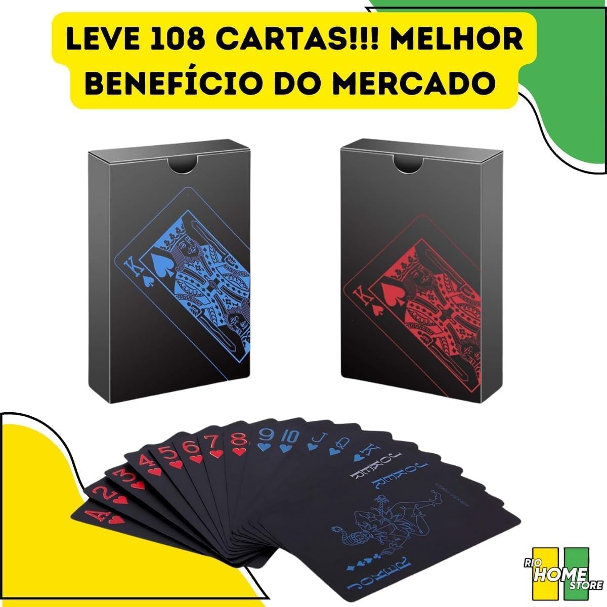 Conjunto de Baralho Vermelho e Azul 108 Cartas