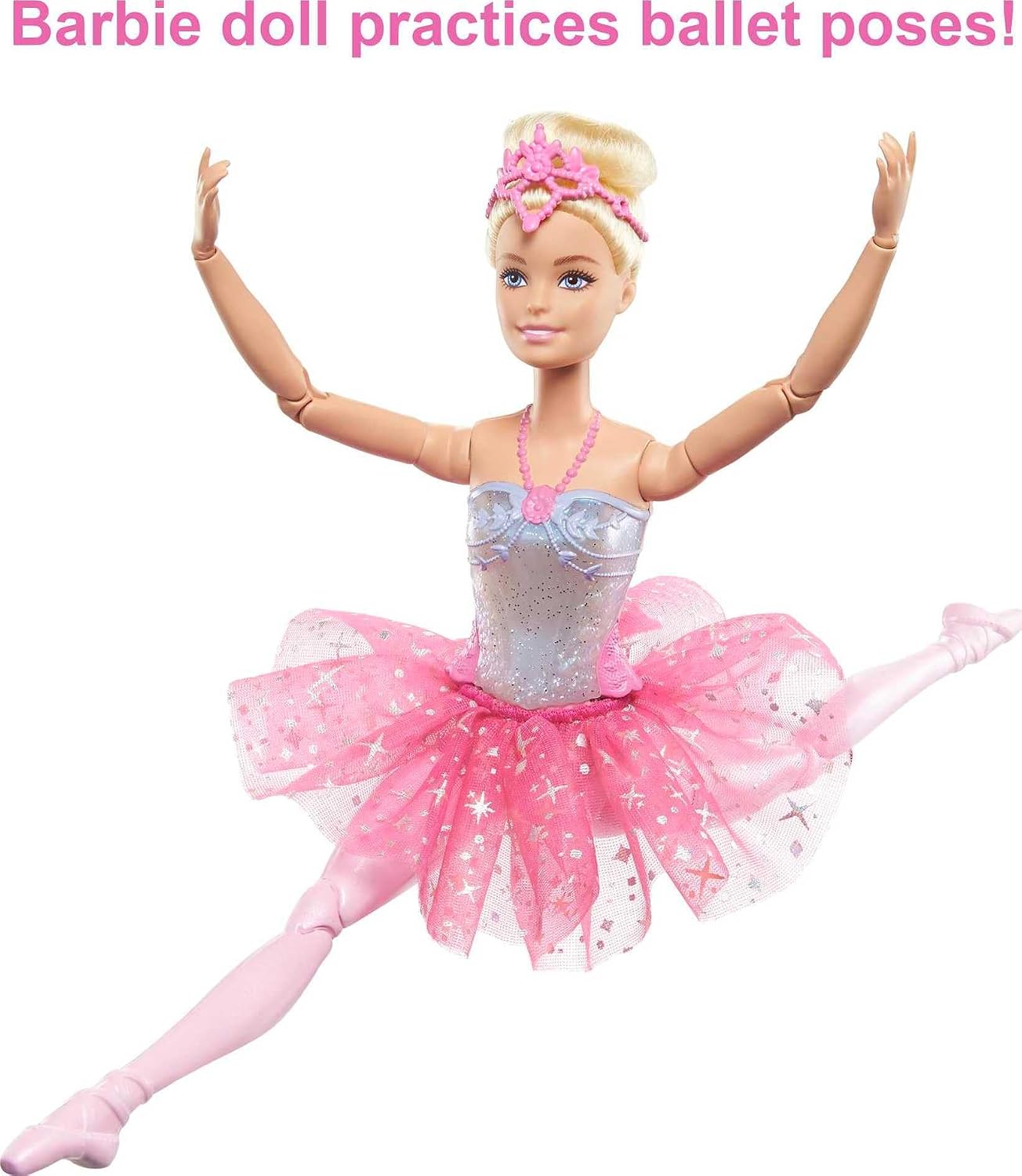 Barbie Fantasia Boneca Bailarina Luzes Brilhantes Rosa para crianças a partir de 3 anos