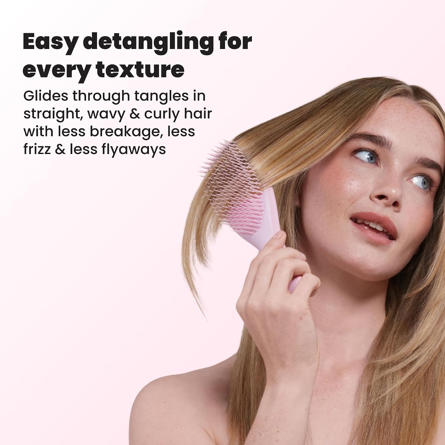 Tangle Teezer - Escova de cabelo desembaraçadora The Wet Detangler Millenial Pink para todos os tipos de cabelo, molhados. Cor: Rosa claro