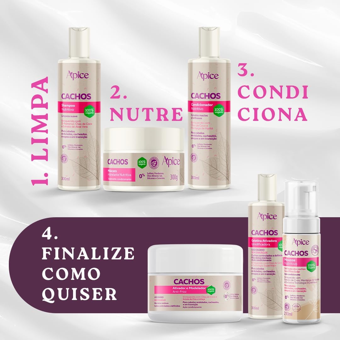 Ápice Ativador e Modelador de Cachos | Hidratação, Definição e Controle de Frizz para Cabelos Cacheados e Crespos | 500g