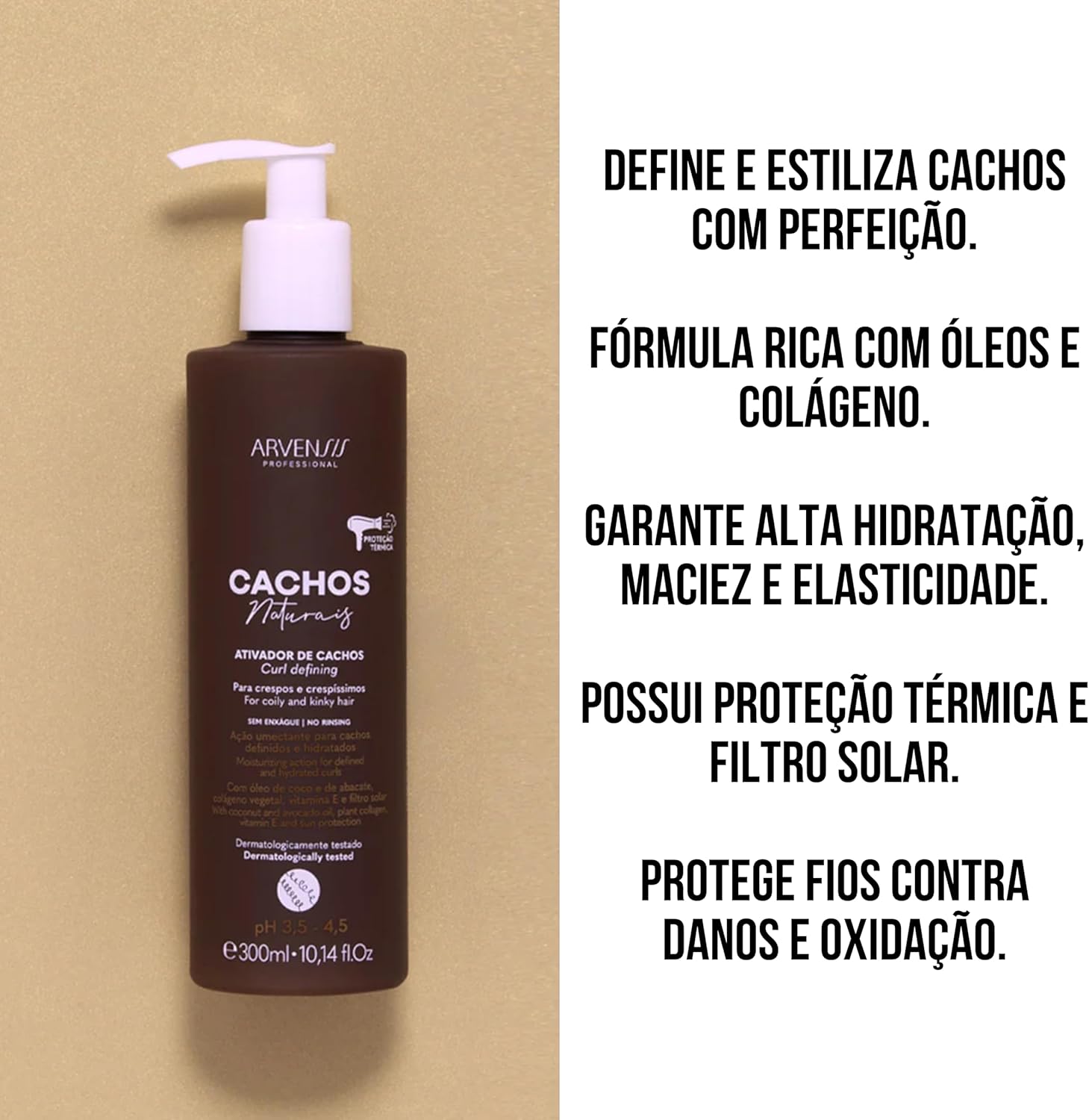 Arvensis – Creme Ativador de Cachos Crespos e Crespíssimos 300g | Definição, Hidratação e Antifrizz com Óleo de Coco, Óleo de Abacate, Colágeno Vegetal e Vitamina E