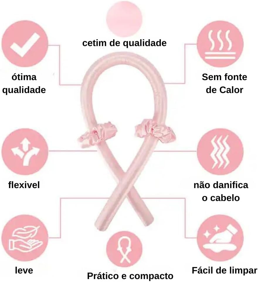 Kit Modelador de Cachos Heatless em Cetim para Dormir