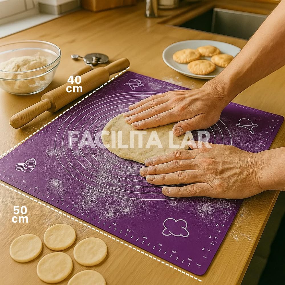 Tapete de Silicone para Confeitaria 40x50 cm com Guias de Medidas