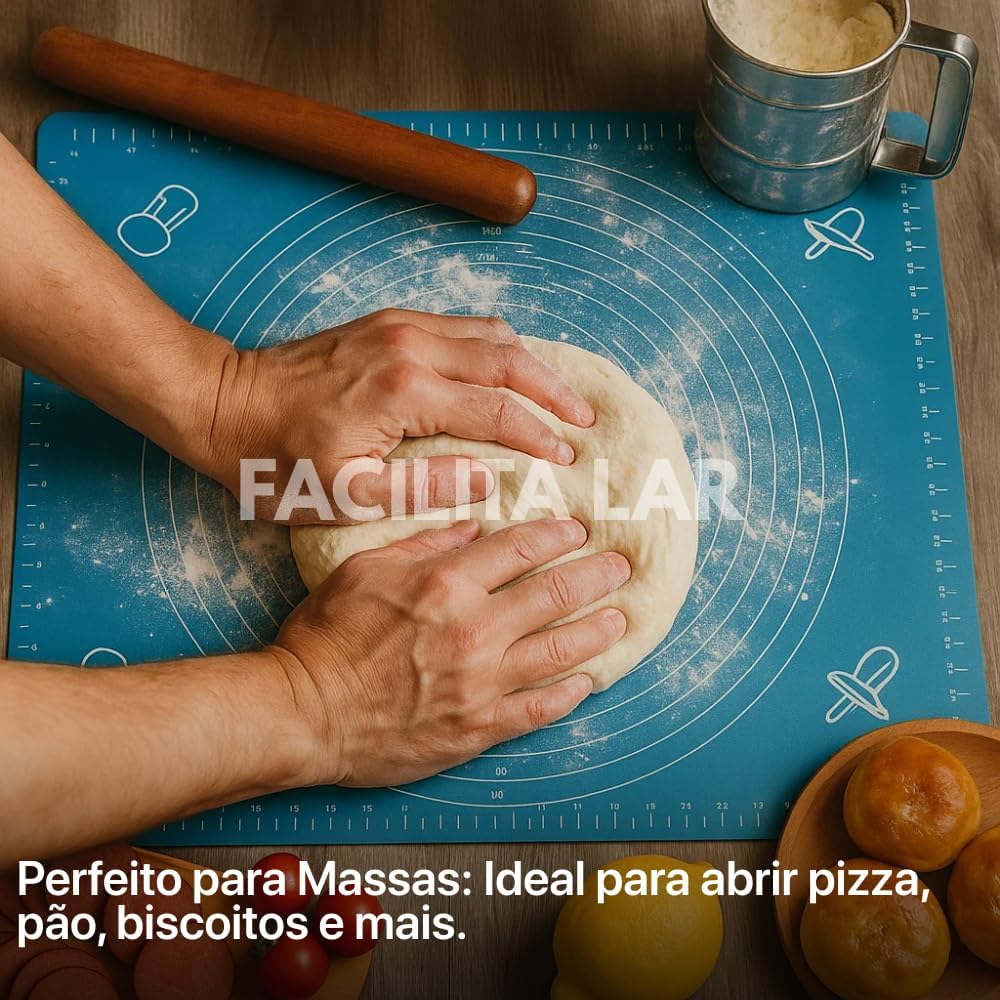 Tapete de Silicone para Confeitaria 40x50 cm com Guias de Medidas
