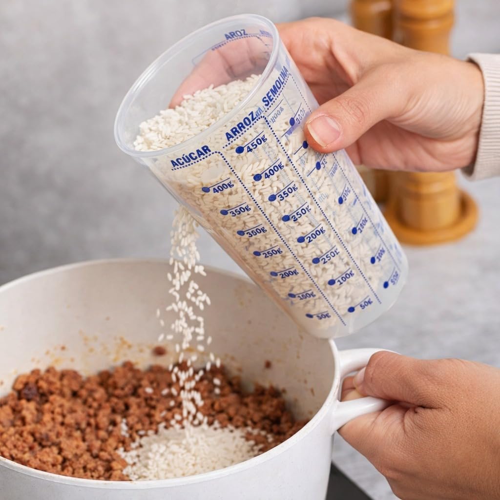 Copo Medidor de Plástico com Escalas para Ingredientes Secos e Líquidos