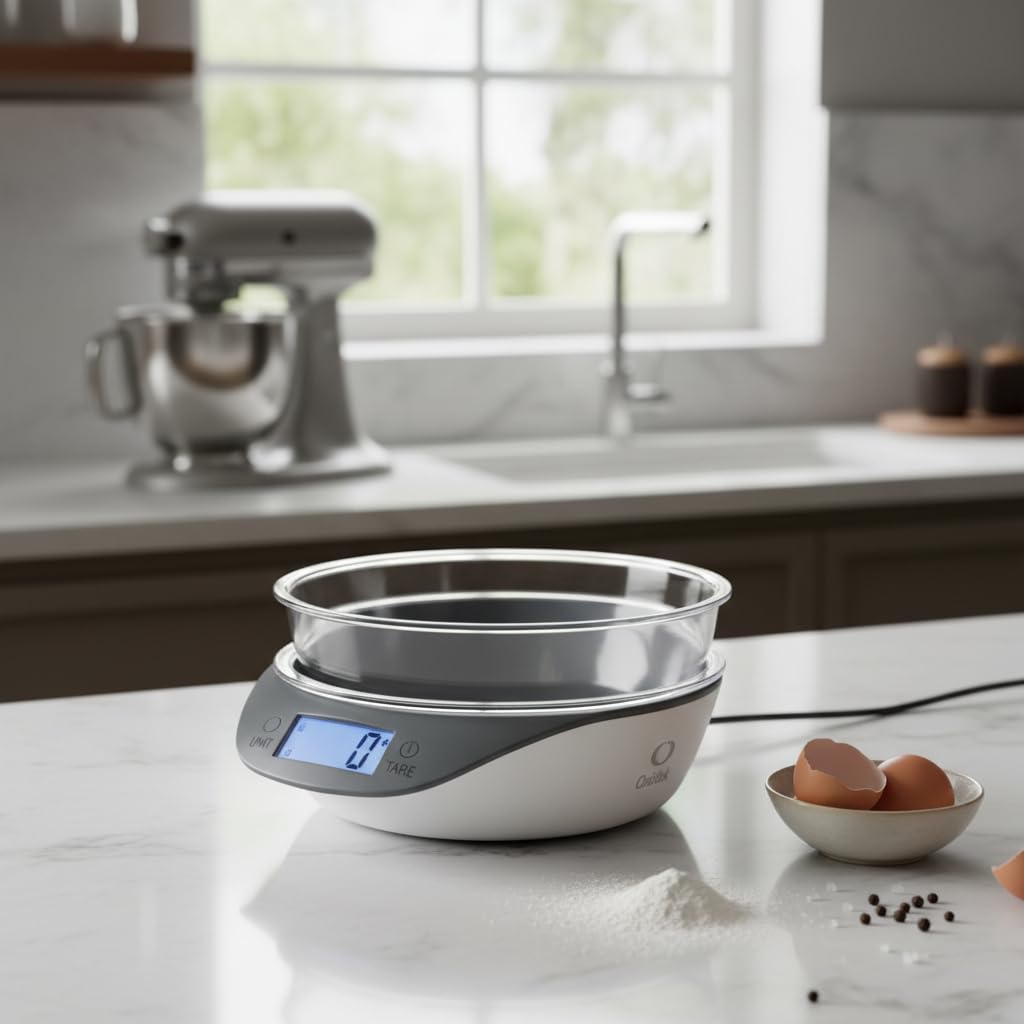 Balança Digital de Cozinha 5kg com Tigela Removível e Display LCD