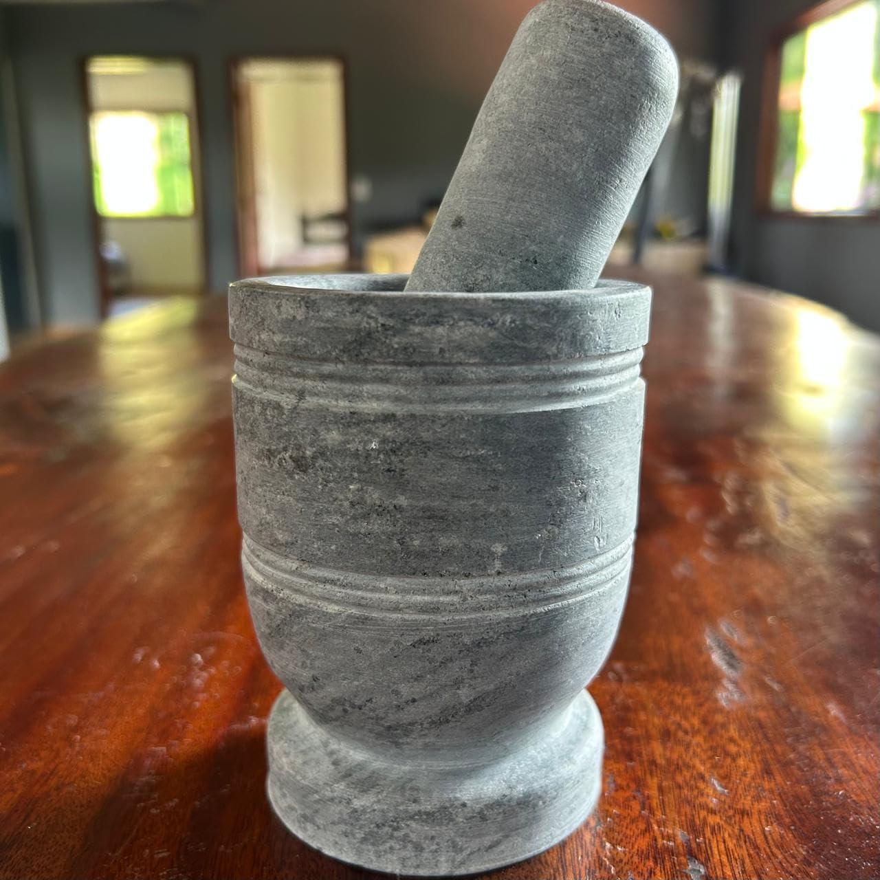 Pilão De Pedra Sabão Resistente Grande