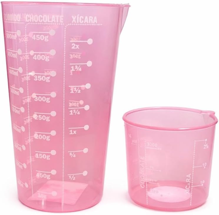 Kit 2 Copos Medidores de Plástico Rosa