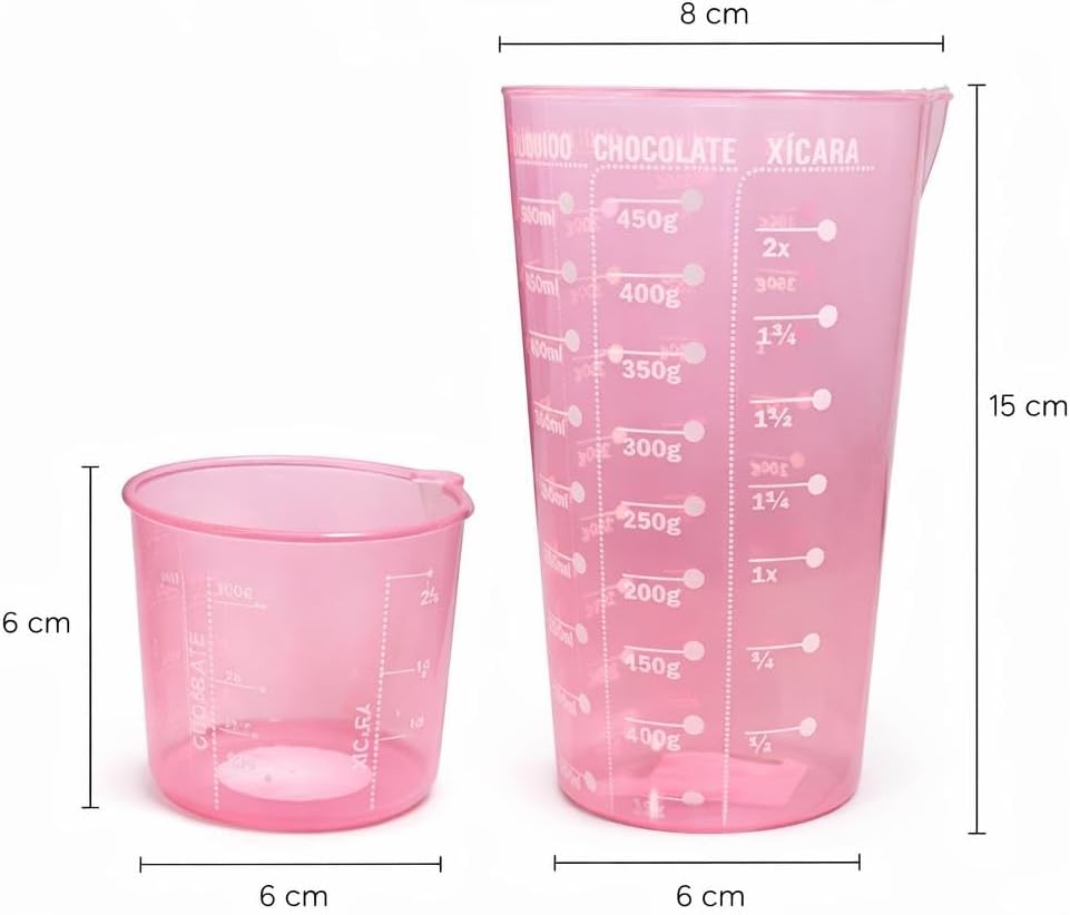 Kit 2 Copos Medidores de Plástico Rosa