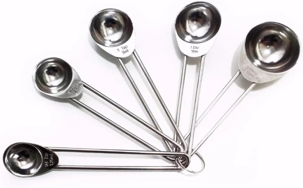 Kit 5 Colheres Medidoras em Aço Inox