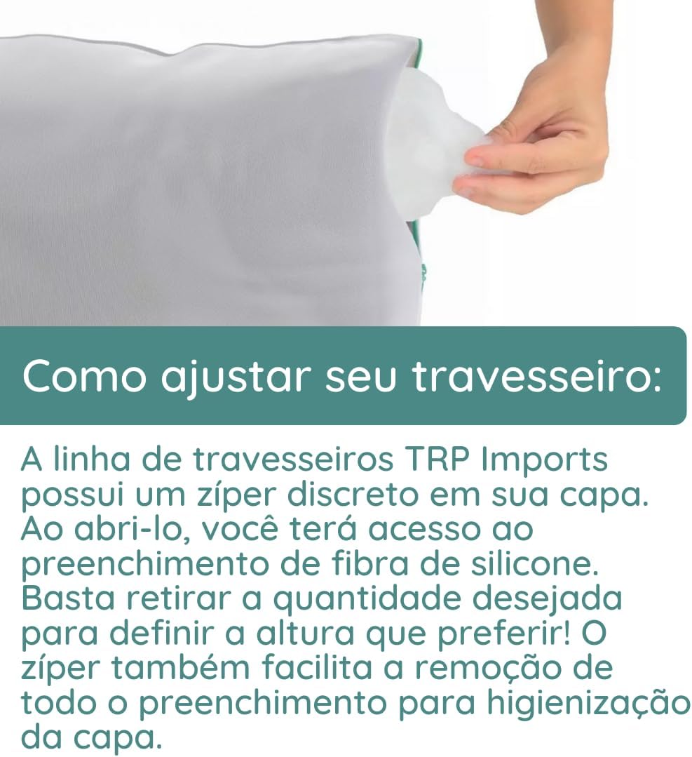 Travesseiro de Fibra de Silicone Antialérgico com Altura Ajustável