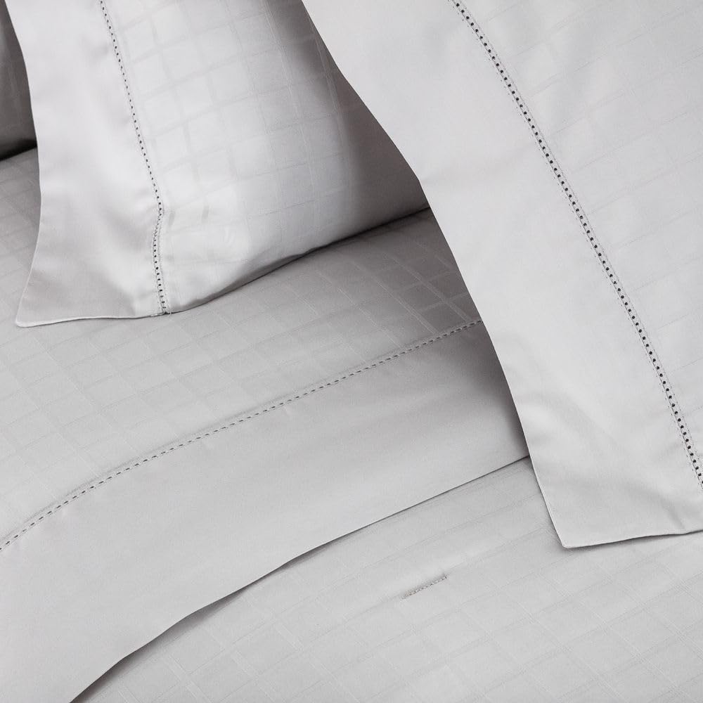 Buddemeyer Jogo de Cama Casal Cetim 300 Fios Damask Square 100% Algodão Penteado Bege Palha 4 peças