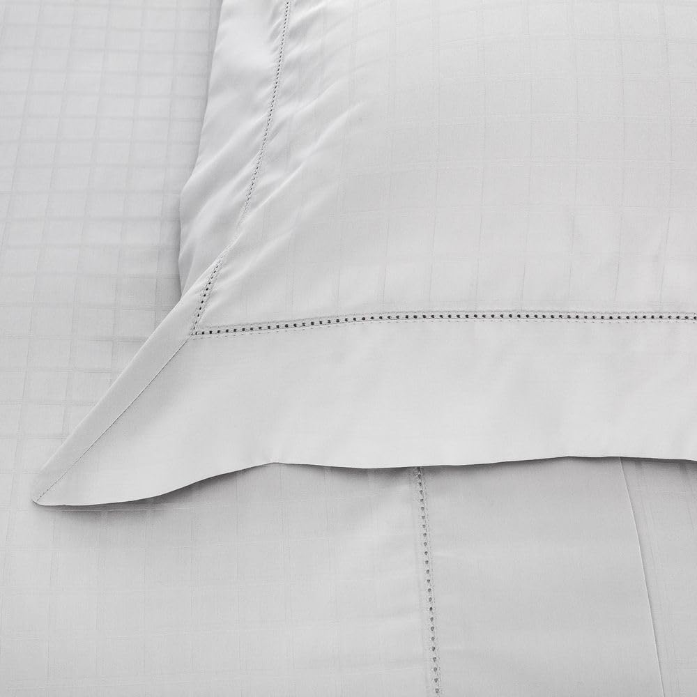 Buddemeyer Jogo de Cama Casal Cetim 300 Fios Damask Square 100% Algodão Penteado Bege Palha 4 peças