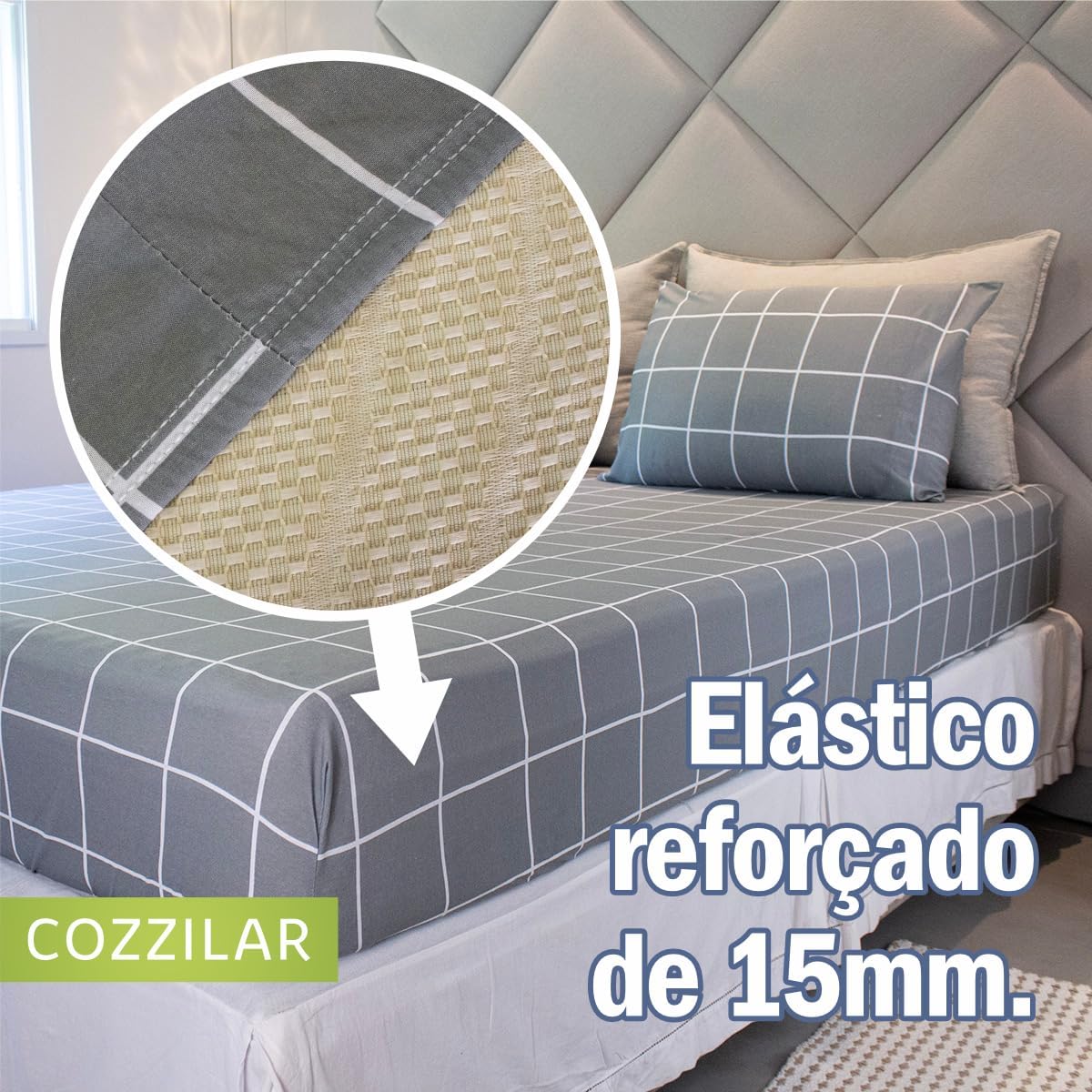 Jogo de Lençol Cama Casal 3 Peças Estampado 100% Algodão com Elástico e Toque Macio Cozzilar (Modelo 11)