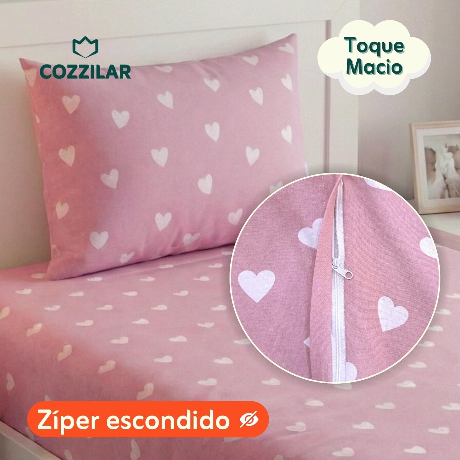 Cozzilar Jogo de Lençol Cama Solteiro Malha 100% Algodão 2 Peças Estampado Kit Inclui 1 Lençol Solteiro Com Elástico e 1 Fronha Toque Macio (Modelo 7)