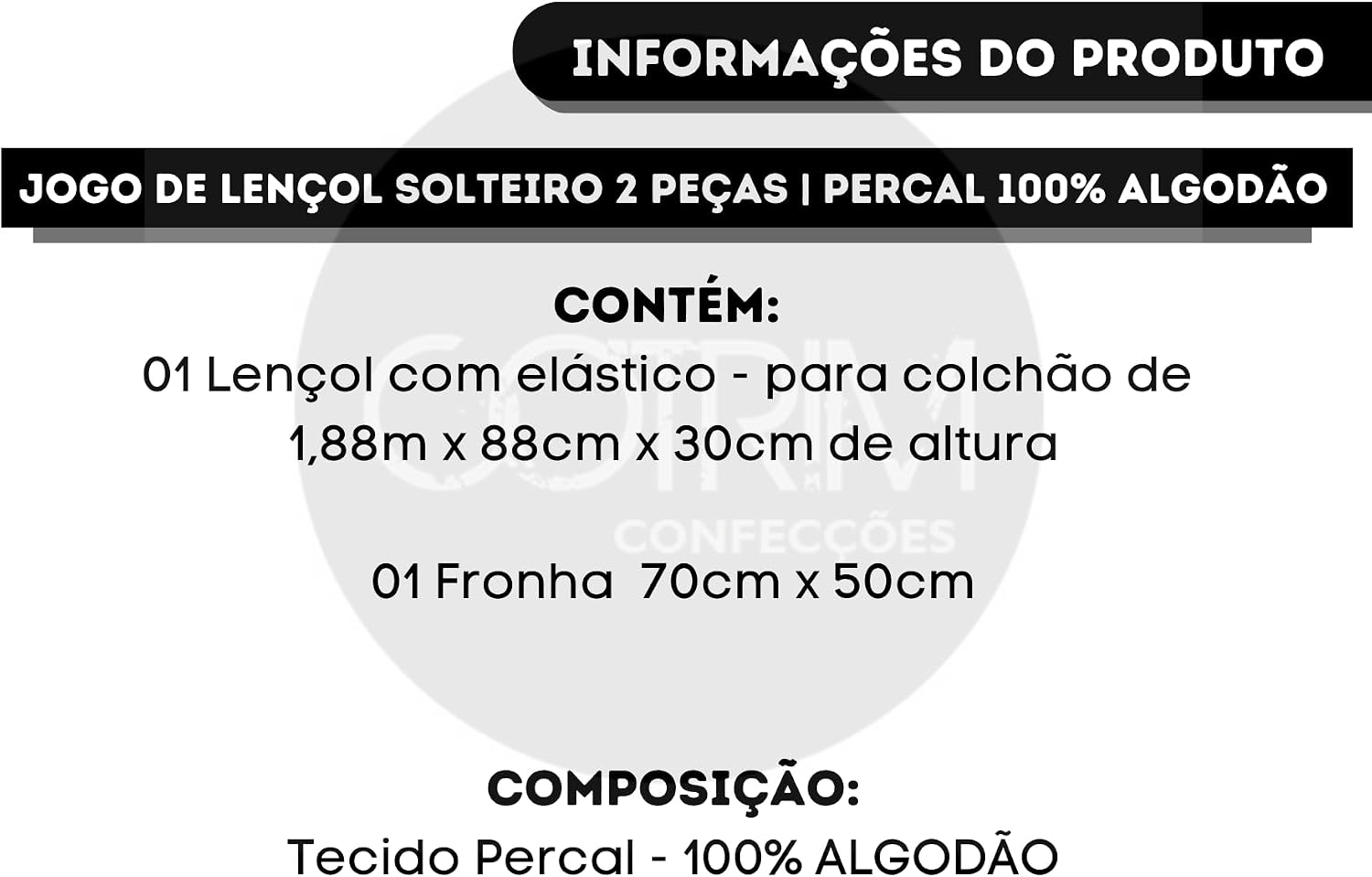 Jogo de Lençol Solteiro Algodão 200 Fios com Fronha