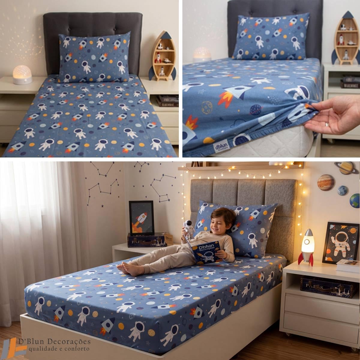 Jogo de Cama Infantil Malha 70% Algodão Estampas Modernas