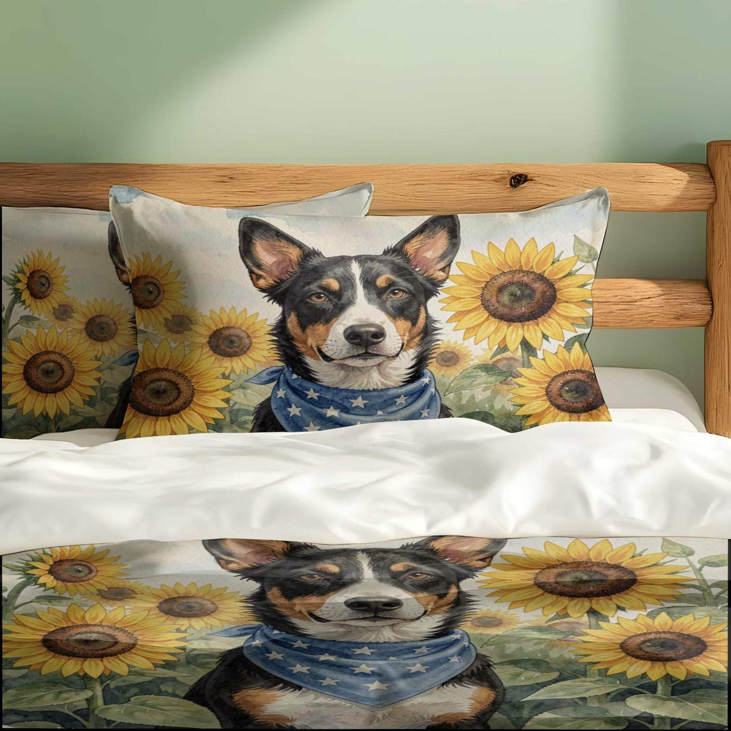 Conjunto de capa de edredom com bandeira americana de cachorro patriótico God Bless America 3 peças solteiro casal queen king (06, Queen 228 x 228 cm + 51 x 76 cm)