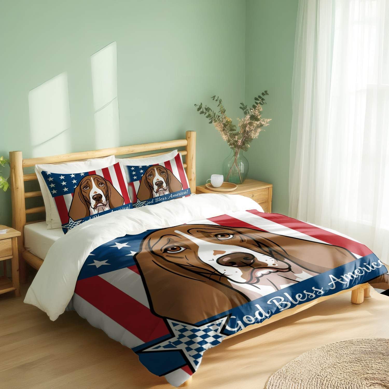 Conjunto de capa de edredom de girassol de cachorro aquarela, conjunto de cama floral de 3 peças, seleção de vários tamanhos, capa com estampa animal caprichosa (03, solteiro 172 x 218 cm + 51 x 76 cm