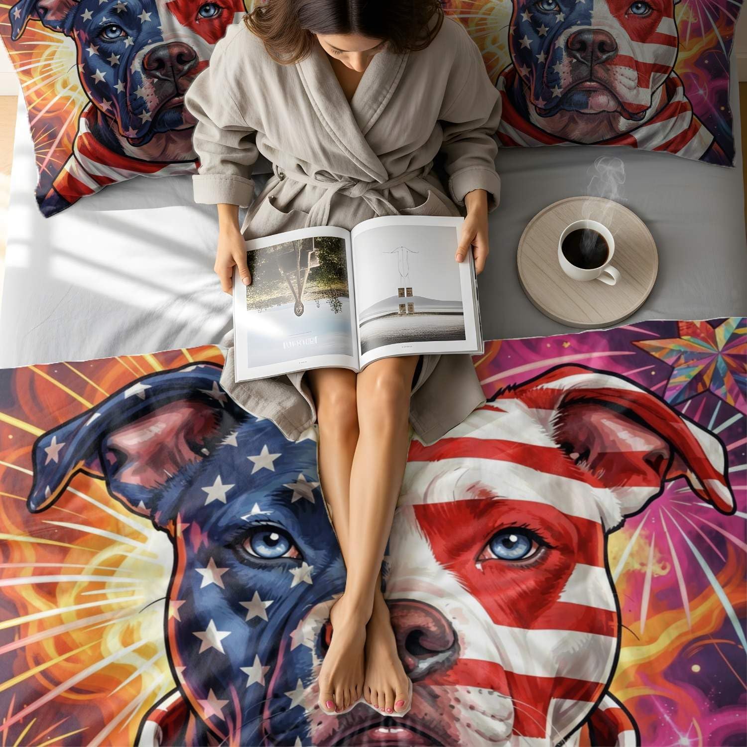 Jogo de Cama Patriótico Bandeira Americana Impressão Digital 3D