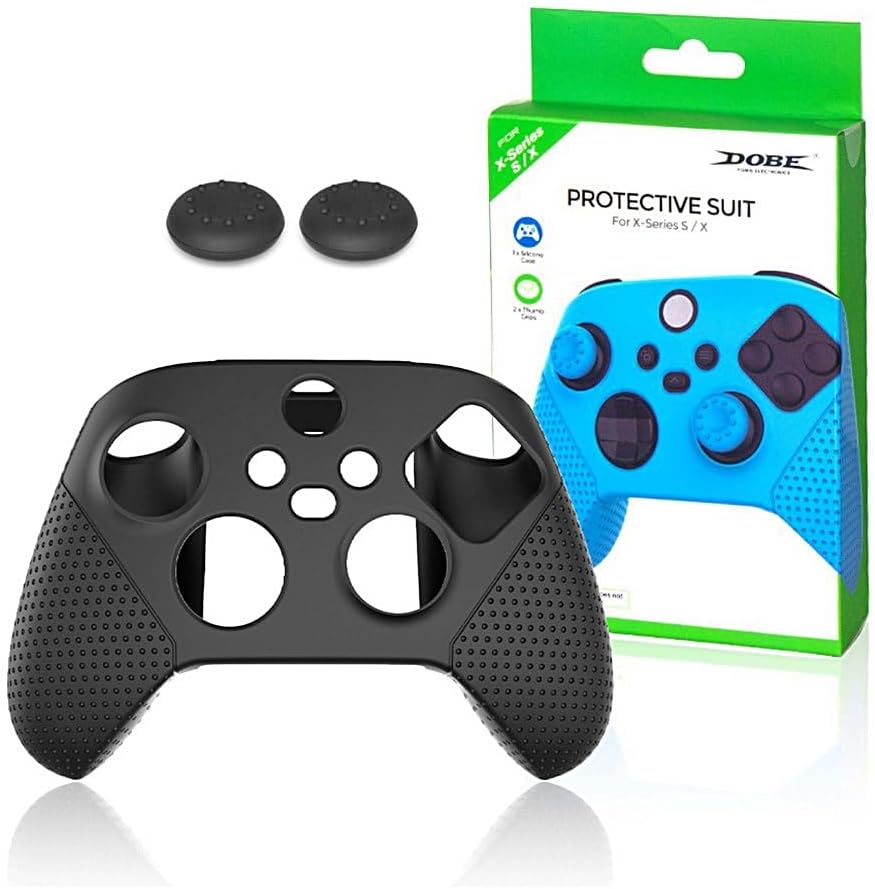Capa de Silicone para Controle Xbox Series X/S com Grips, Proteção Antiderrapante (Preto)