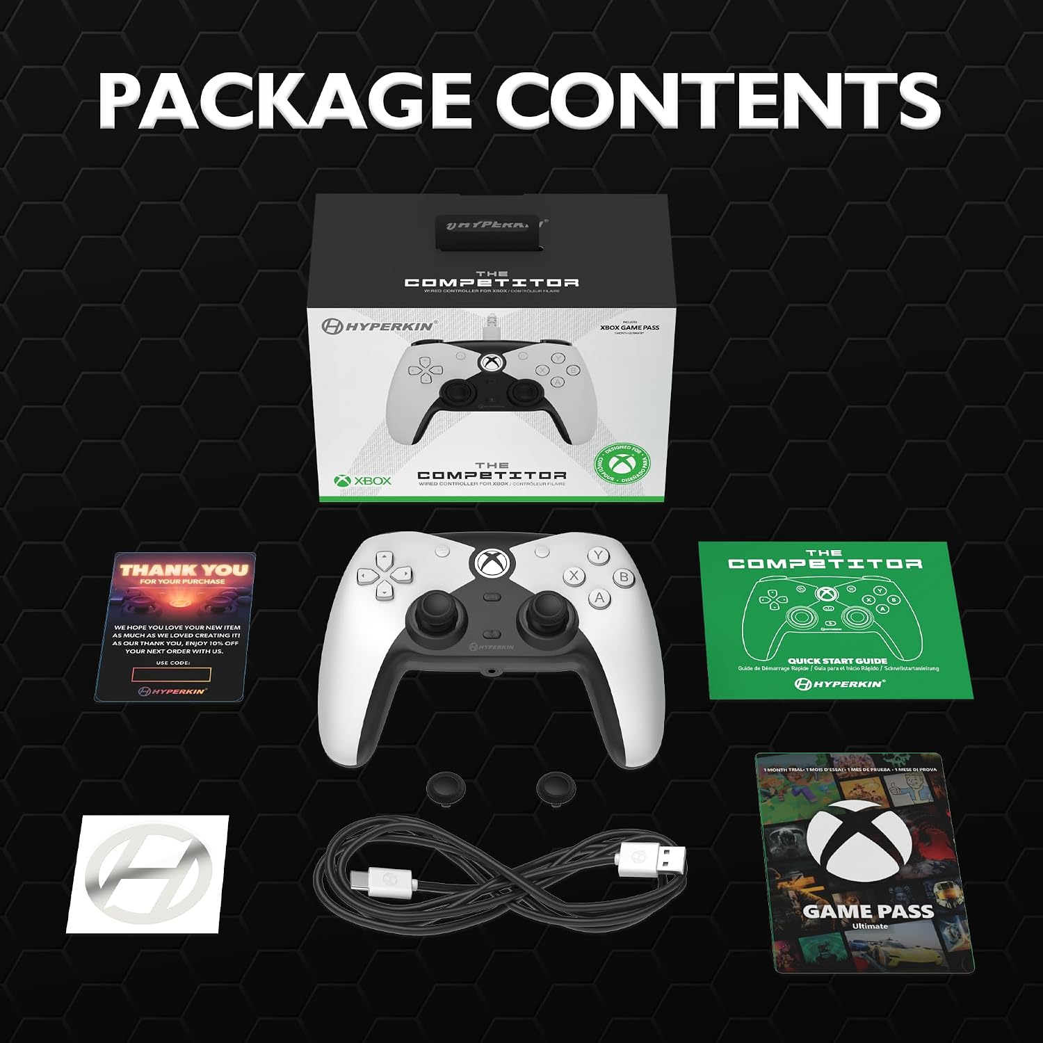 Hyperkin Competitor Wired Controller - Officially licensed Controller for use with Xbox Series X|S, Xbox One, Windows 10|11, PC, Video Game Controller with Hall Effect Sticks, 3.5MM. (White)