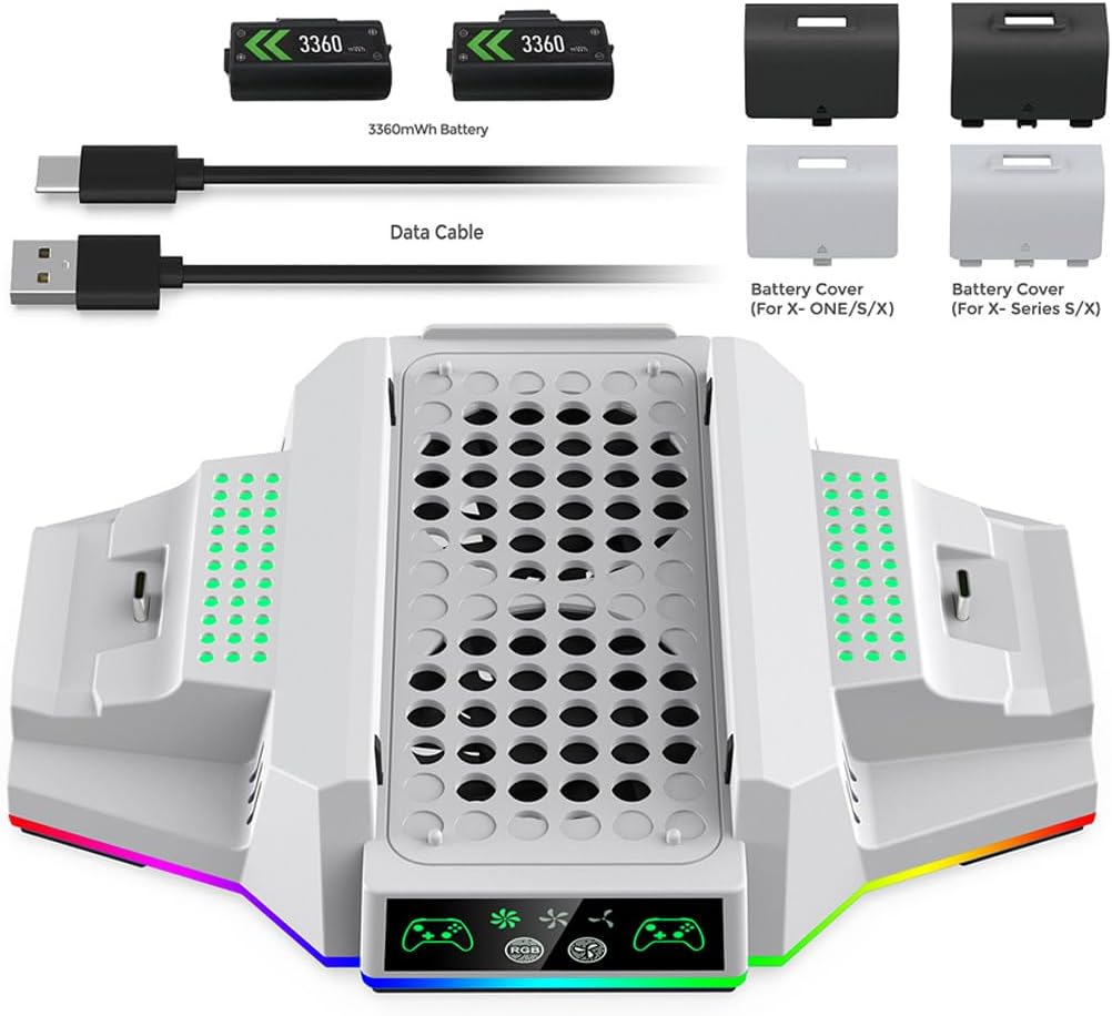Base Vertical com Cooler e Carregador Duplo de Controles com LED