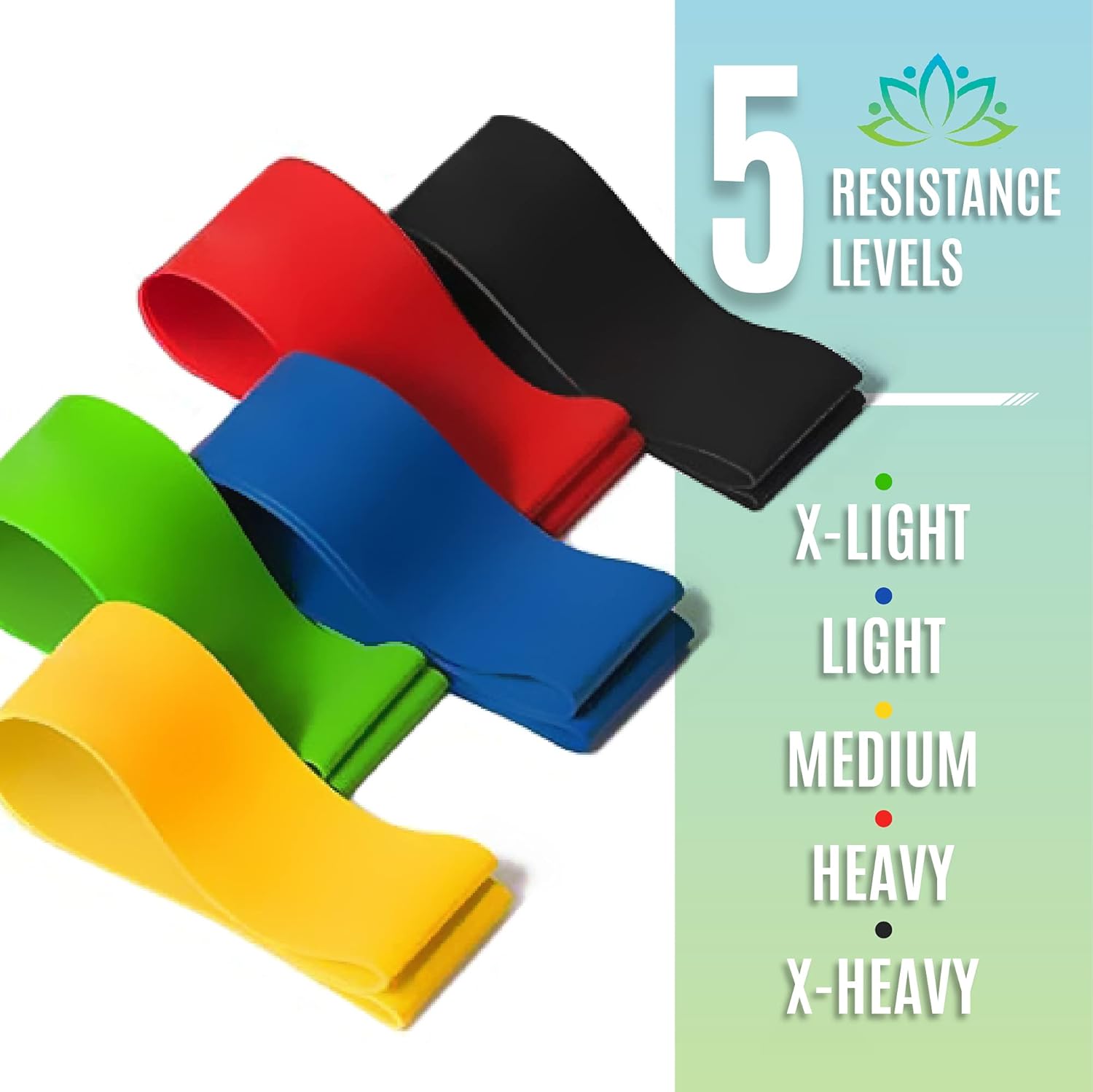 Kit 5 Faixas Elásticas Elásticos Alongamento Pilates Yoga Exercícios Condicionamento Físico Yoga Saúde Relaxamento Academia Músculos Personal Trainer Thera Band Fitness Mini Bands