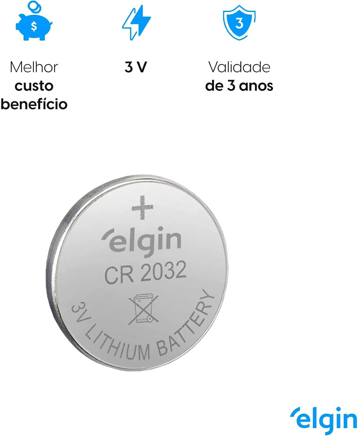 Bateria CR2032 3V Cartela com 5 Unidades