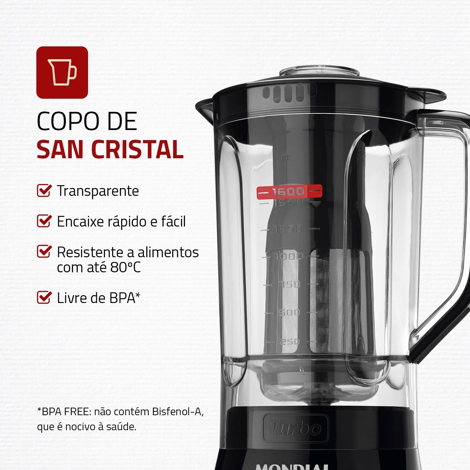 Liquidificador 550W 2,2L com 3 Velocidades e Pulsar