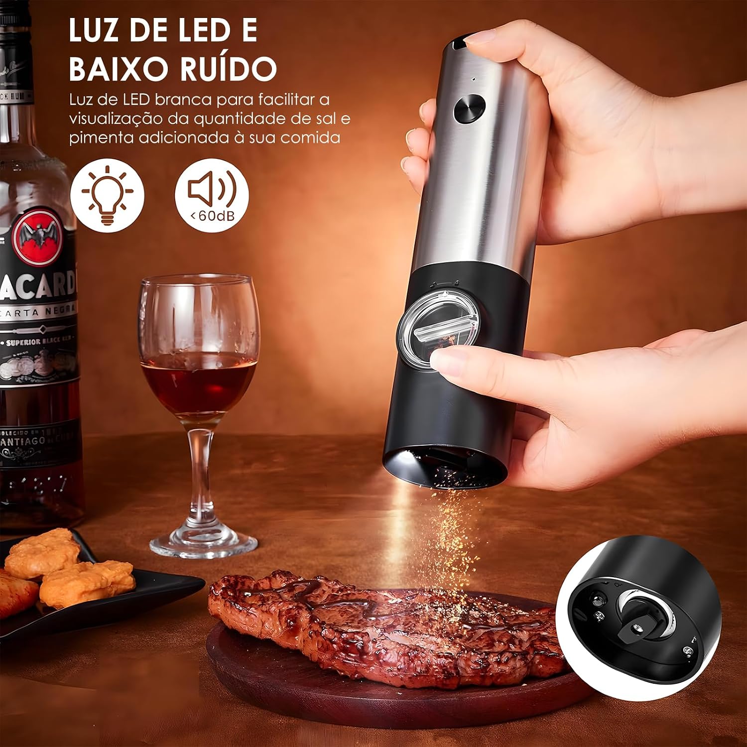 Moedor de Pimenta em Aço Inox 304 e ABS