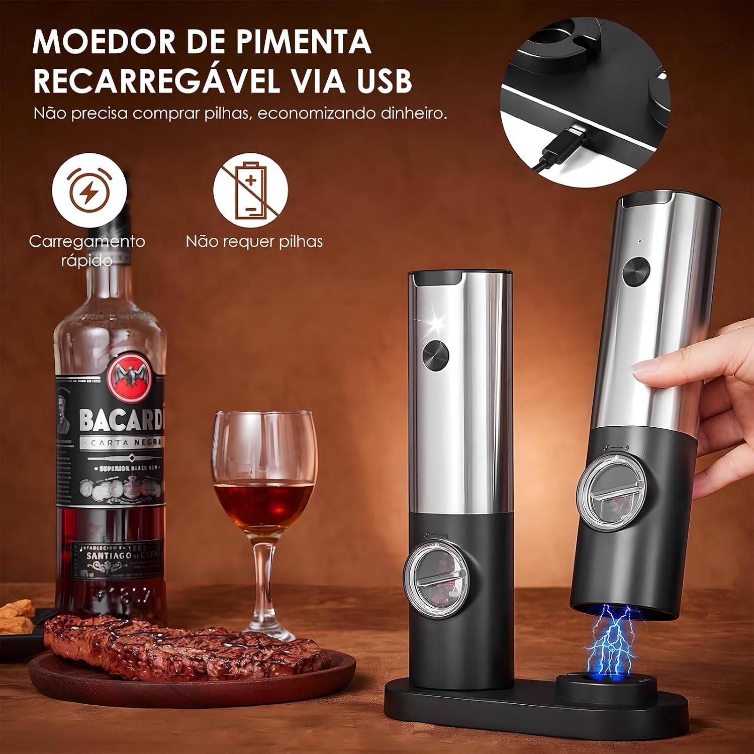 Moedor de Pimenta em Aço Inox 304 e ABS